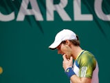 Andy Murray reacts during the match against Stanislas Wawrinka in the Monte Carlo Masters on April 18, 2013