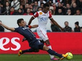 Nancy's forward Benjamin Moukandjo is tackled by PSG's Thiago Silva during the Ligue 1 clash on March 9, 2013