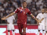 Panama's Blas Perez celebrates after scoring during a 2014 World Cup qualifying match against Honduras on June 8, 2012