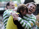 Celtic's Gary Hooper celebrates after scoring against Inverness on April 21, 2013