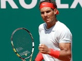 Rafael Nadal reacts during the match against Philipp Kohlschreiber in the Monte Carlo Masters on April 18, 2013