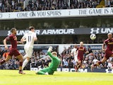 Tottenham Hotspur's Gareth Bale scores his side's third goal in the match against Manchester City on April 21, 2013