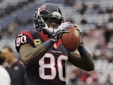 Houston Texans wide receiver Andre Johnson warms up before the match against the Cincinnati Bengals on January 5, 2013
