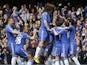 Chelsea players congratulate Frank Lampard after a penalty against Swansea on April 28, 2013