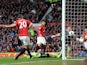 Manchester United's Robin van Persie scores his first goal against Aston Villa on April 22, 2013