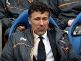 Wolves Manager Dean Saunders looks dejected during the Championship match against Brighton and Hove Albion on May 4, 2013