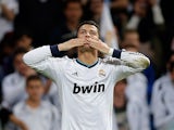 Real's Cristiano Ronaldo celebrates after scoring during the match against Real Valladolid on May 4, 2013
