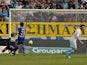 Marseille's French forward Andre-Pierre Gignac scores against Bastia in the Ligue 1 clash on May 4, 2013