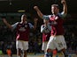 Aston Villa players celebrate after defeating Norwich in the Premier League on May 4, 2013