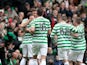 Celtic players celebrate the second goal during the Clydesdale Bank Premier League match with St Johnstone on May 11, 2013