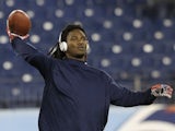 Titans RB Chris Johnson warms up before a game with the Jets on December 17, 2012