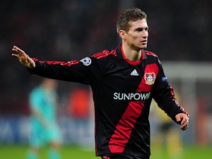Leverkusen's Daniel Schwaab in action on February 14, 2012