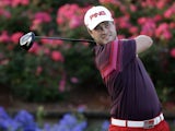 David Lingmerth hits from the 18th tee during the third round of The Players championship golf tournament on May 12, 2013