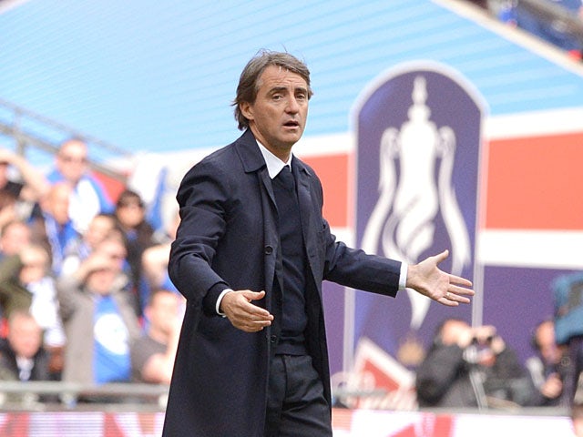 Manchester City manager Roberto Mancini during the FA Cup Final on May 11, 2013
