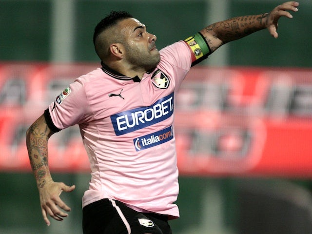 Palermo's Fabrizio Miccoli celebrates a goal against Udinese on May 8, 2013
