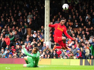 Liverpool's Daniel Sturridge scores his third goal against Fulham on May 12, 2013
