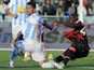 Milan forward Mario Balotelli scores against Pescara on May 8, 2013