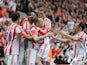 Stoke City's Steven Nzonzi is congratulated after scoring against Tottenham on May 12, 2013