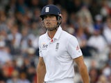 Alastair Cook leaves the field after being caught out by BJ Watling on May 16, 2013