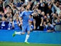 Chelsea's Juan Mata celebrates scoring the first goal of the Premier League encounter with Everton on May 19, 2013