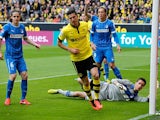 Dortmund's Robert Lewandowski celebrates after scoring the opener against Hoffenheim on May 18, 2013