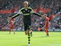 Stoke City's Peter Crouch celebrates scoring against Southampton on May 19, 2013