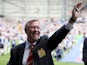 Manchester United manager Sir Alex Ferguson salutes the fans prior the the match against West Brom on May 19, 2013