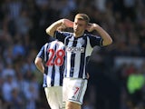 West Bromwich Albion's James Morrison celebrates scoring against Manchester United on May 19, 2013