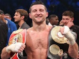 Carl Froch celebrates his win over Mikkel Kessler on May 25, 2013