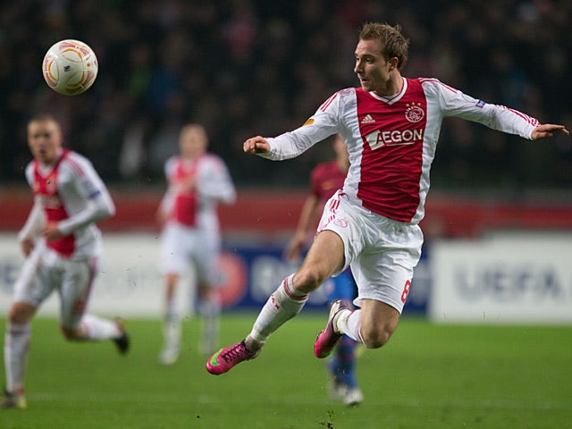 Ajax's Christian Eriksen in action on February 14, 2013