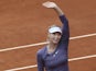 Maria Sharapova celebrates after defeating Eugenie Bouchard during their second round match of the French Open on May 31, 2013