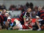 Lions' Cian Healy being treated for an injury against Force on June 5, 2013
