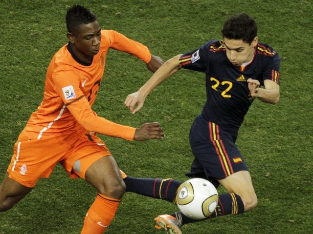 Jesus Navas playing for Spain in the 2010 World Cup final.