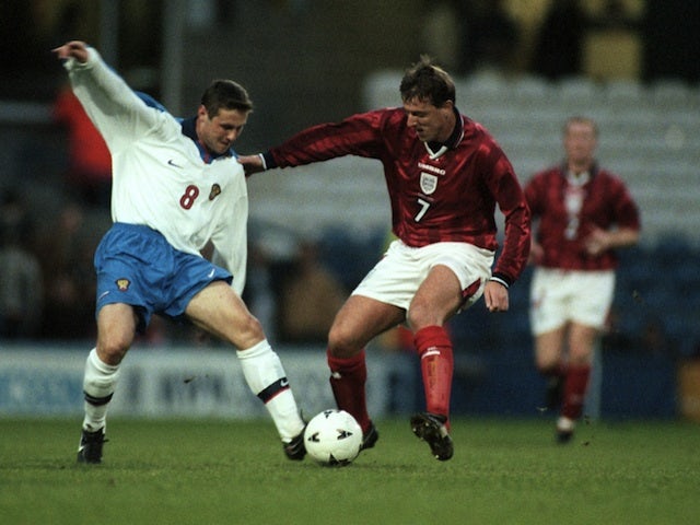 Southampton legend Matt Le Tissier playing for England on April 21, 1998