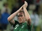 Rep of Ireland defender Richard Dunne applauds after a game with Georgia on June 2, 2013