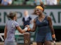 Serena Williams shakes the hand of Sara Errani after their French Open semi-final on June 6, 2013