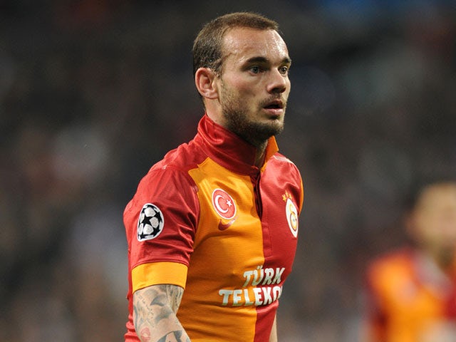 Galatasaray's Wesley Sneijder during the Champions League quarter final match against Real Madrid on April 3, 2013