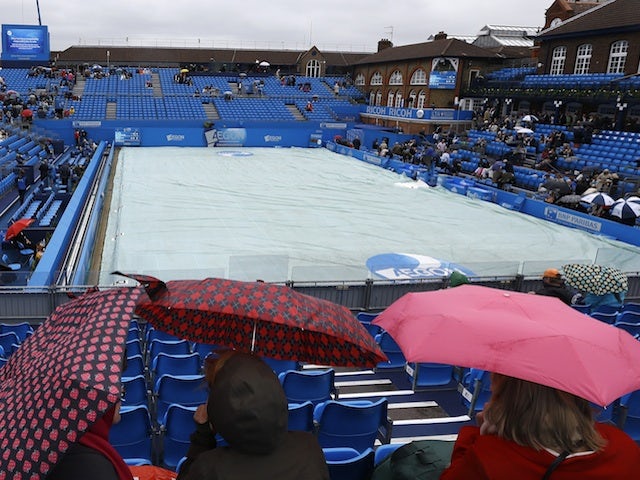 Rain stops play at Queens Club on June 12, 2013