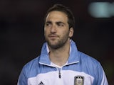 Argentina's Gonzalo Higuain before a game with Colombia on June 8, 2013