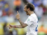 Italy's Alessandro Diamanti celebrates after scoring his team's second goal against Uruguay during their Confederations Cup match on June 30, 2013