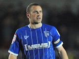 Gillingham's Andy Frampton in action during the match against Burton Albion on March 27, 2012
