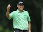 Bill Haas reacts after winning the AT&T National golf tournament at Congressional Country Club on June 30, 2013