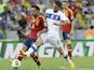 Italy's Claudio Marchisio and Spain's Xavi battle for the ball during their Confederations Cup match on June 27, 2013