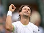 David Ferrer celebrates after beating Alexandr Dolgopolov during their Wimbledon match on June 29, 2013