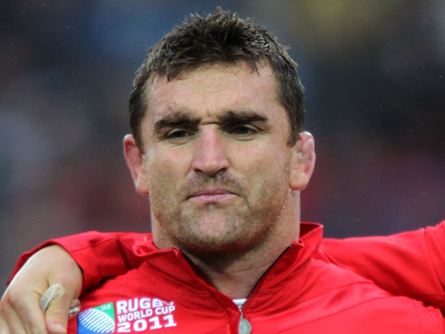 Wales player Huw Bennett prior to the start of the match against Fiji on October 2, 2011