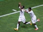 Ghana's Kennedy Ashia celebrates with team mate Clifford Aboagye after scoring his team's fourth goal against USA during their U20 World Cup match on June 27, 2013