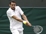Marin Cilic in action against Marcos Baghdatis on June 24, 2013 