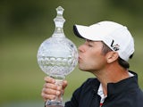 Paul Casey kisses the trophy as he celebrates winning the Irish Open on June 30, 2013