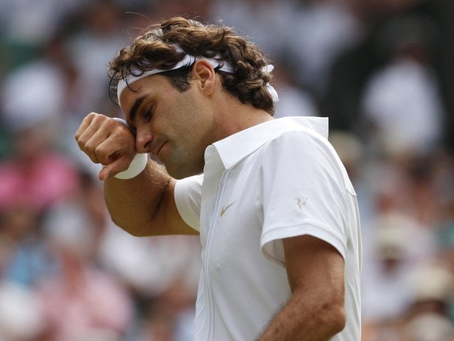 Roger Federer during his 2010 Wimbledon match against Tomas Berdych.