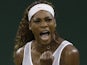 Serena Williams reacts after winning a point against Kimiko Date-Krumm during their Wimbledon match on June 29, 2013